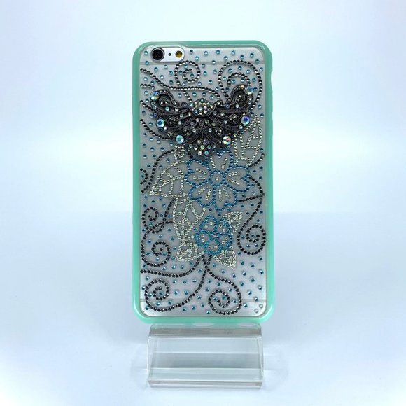 iPhone 6 Plus TPU + PC case. Turquoise, silver, gray rhinestones - Picture 1 of 1